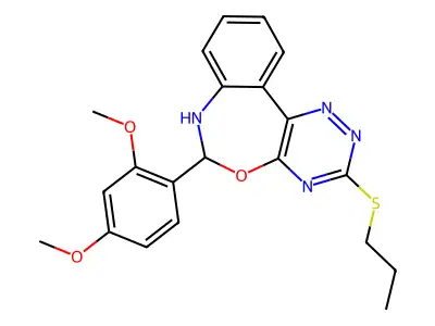 6-(2,4-dimethoxyphenyl)-3-(propylsulfanyl)-6,7-dihydro[1,2,4]triazino[5,6-d][3,1]benzoxazepine structure