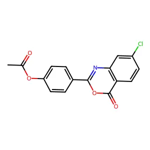 4-(7-chloro-4-oxo-4H-3,1-benzoxazin-2-yl)phenyl acetate structure