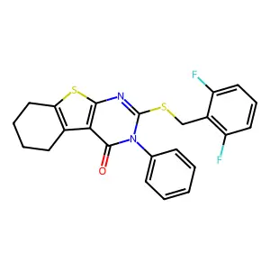 2-[(2,6-difluorobenzyl)sulfanyl]-3-phenyl-5,6,7,8-tetrahydro[1]benzothieno[2,3-d]pyrimidin-4(3H)-one structure
