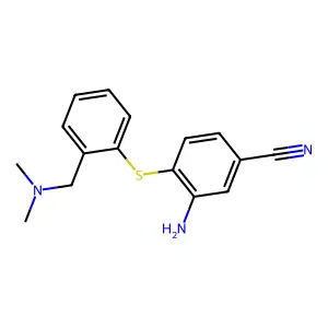 Benzonitrile, 3-amino-4-((2-((methylmethyl-11c-amino)methyl)phenyl)thio)- structure