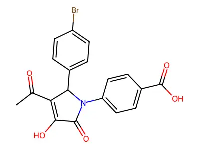 4-[3-acetyl-2-(4-bromophenyl)-4-hydroxy-5-oxo-2H-pyrrol-1-yl]benzoic Acid structure