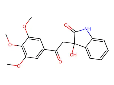 3-hydroxy-3-[2-oxo-2-(3,4,5-trimethoxyphenyl)ethyl]-1,3-dihydro-2H-indol-2-one structure