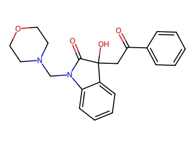 3-Hydroxy-1-(morpholin-4-ylmethyl)-3-phenacylindol-2-one structure