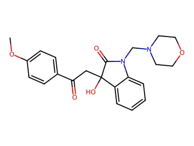 3-Hydroxy-3-[2-(4-methoxyphenyl)-2-oxoethyl]-1-(morpholin-4-ylmethyl)indol-2-one structure