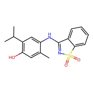 4-[(1,1-Dioxido-1,2-benzisothiazol-3-yl)amino]-2-isopropyl-5-methylphenol structure