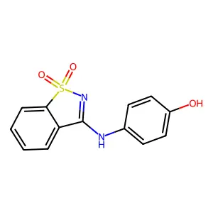 4-((1,1-Dioxido-1,2-benzisothiazol-3-yl)amino)phenol structure