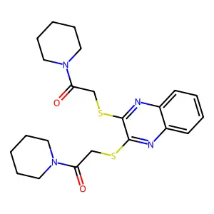 2-[3-(2-Oxo-2-piperidylethylthio)quinoxalin-2-ylthio]-1-piperidylethan-1-one structure