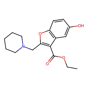 Ethyl 5-hydroxy-2-(piperidin-1-ylmethyl)-1-benzofuran-3-carboxylate structure