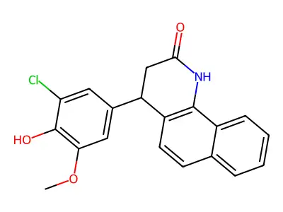 4-(3-chloro-4-hydroxy-5-methoxyphenyl)-3,4-dihydrobenzo[h]quinolin-2(1H)-one structure