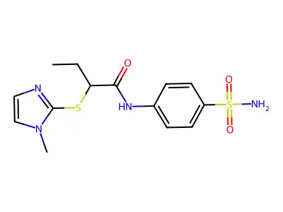 2-[(1-methyl-1H-imidazol-2-yl)sulfanyl]-N-(4-sulfamoylphenyl)butanamide structure
