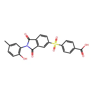 4-{[2-(2-hydroxy-5-methylphenyl)-1,3-dioxo-2,3-dihydro-1H-isoindol-5-yl]sulfonyl}benzoic acid structure