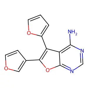 5-(Furan-2-yl)-6-(furan-3-yl)furo[2,3-d]pyrimidin-4-amine structure