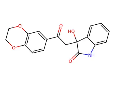 3-[2-(2,3-dihydro-1,4-benzodioxin-6-yl)-2-oxoethyl]-3-hydroxy-1,3-dihydro-2H-indol-2-one structure