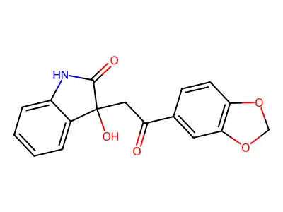 3-[2-(1,3-benzodioxol-5-yl)-2-oxoethyl]-3-hydroxy-1,3-dihydro-2H-indol-2-one structure