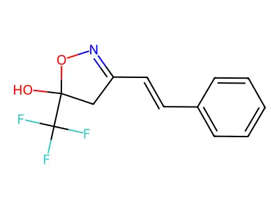 3-[(E)-2-phenylethenyl]-5-(trifluoromethyl)-4H-1,2-oxazol-5-ol structure