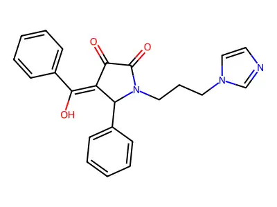 4-[hydroxy(phenyl)methylidene]-1-(3-imidazol-1-ylpropyl)-5-phenylpyrrolidine-2,3-dione structure