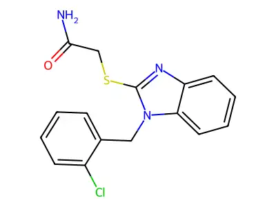 2-[1-[(2-Chlorophenyl)methyl]benzimidazol-2-yl]sulfanylacetamide structure