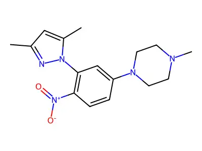 1-[3-(3,5-Dimethylpyrazol-1-yl)-4-nitrophenyl]-4-methylpiperazine structure