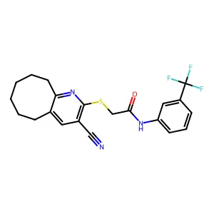 2-[(3-cyano-5,6,7,8,9,10-hexahydrocycloocta[b]pyridin-2-yl)sulfanyl]-N-[3-(trifluoromethyl)phenyl]acetamide structure
