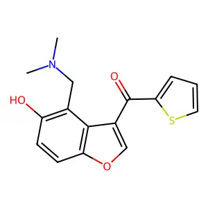 Methanone, (5-hydroxy-4-dimethylaminomethyl-3-benzofuryl)(2-thienyl)- structure