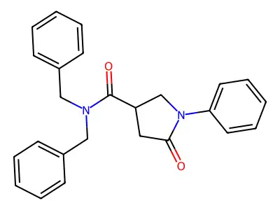 N,N-dibenzyl-5-oxo-1-phenylpyrrolidine-3-carboxamide structure