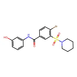 4-bromo-N-(3-hydroxyphenyl)-3-piperidin-1-ylsulfonylbenzamide structure