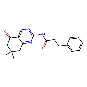 N-(7,7-dimethyl-5-oxo-5,6,7,8-tetrahydroquinazolin-2-yl)-3-phenylpropanamide structure