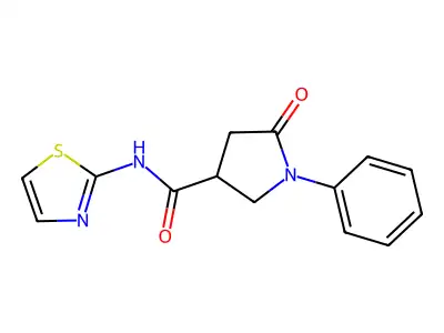 5-oxo-1-phenyl-N-(1,3-thiazol-2-yl)pyrrolidine-3-carboxamide structure