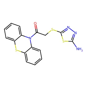 2-[(5-amino-1,3,4-thiadiazol-2-yl)sulfanyl]-1-(10H-phenothiazin-10-yl)ethanone structure