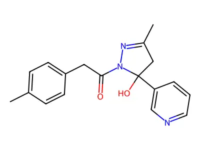 3-methyl-1-[(4-methylphenyl)acetyl]-5-(3-pyridinyl)-4,5-dihydro-1H-pyrazol-5-ol structure