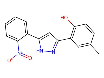 4-Methyl-2-(5-(2-nitrophenyl)-1H-pyrazol-3-yl)phenol structure
