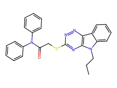 N,N-diphenyl-2-[(5-propyl-[1,2,4]triazino[5,6-b]indol-3-yl)sulfanyl]acetamide structure