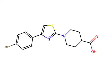 1-(4-(4-Bromophenyl)thiazol-2-yl)piperidine-4-carboxylic acid structure