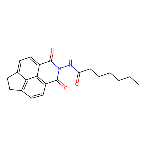 N-(1,3-dioxo-1,3,6,7-tetrahydro-2H-indeno[6,7,1-def]isoquinolin-2-yl)heptanamide structure