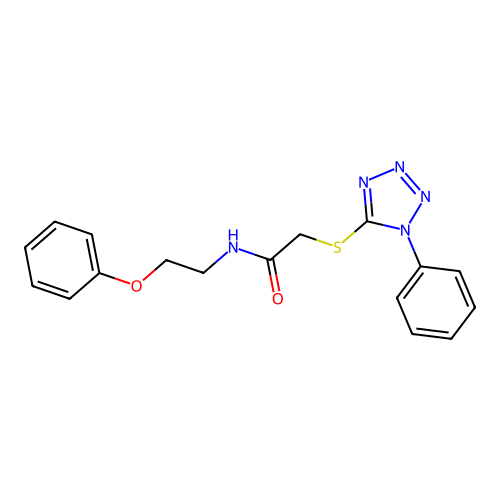 Acetamide, 2-(1-phenyltetrazol-5-yl)thio-N-(2-phenoxyethyl)- structure