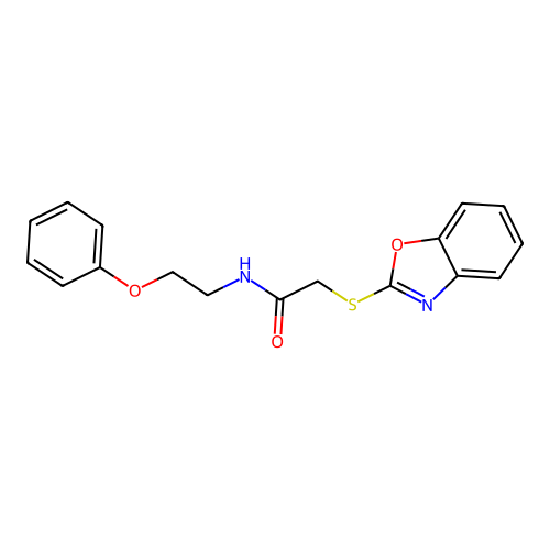 2-(1,3-Benzoxazol-2-ylsulfanyl)-N-(2-phenoxyethyl)acetamide structure