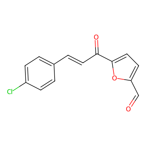 5-[(E)-3-(4-chlorophenyl)prop-2-enoyl]furan-2-carbaldehyde structure