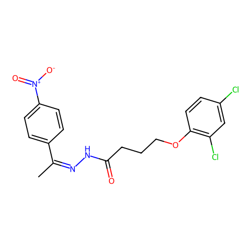 4-(2,4-dichlorophenoxy)-N'-[(1Z)-1-(4-nitrophenyl)ethylidene]butanehydrazide structure