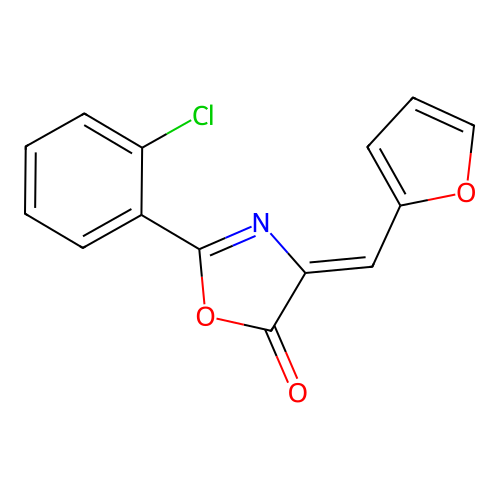 (4Z)-2-(2-chlorophenyl)-4-(furan-2-ylmethylidene)-1,3-oxazol-5(4H)-one structure