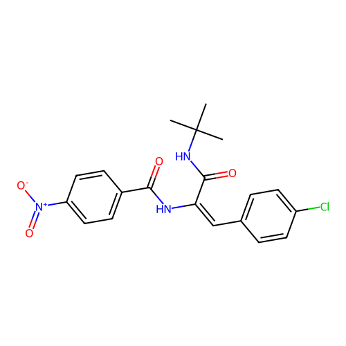 N-(1-Tert-butylcarbamoyl-2-(4-chloro-phenyl)-vinyl)-4-nitro-benzamide structure