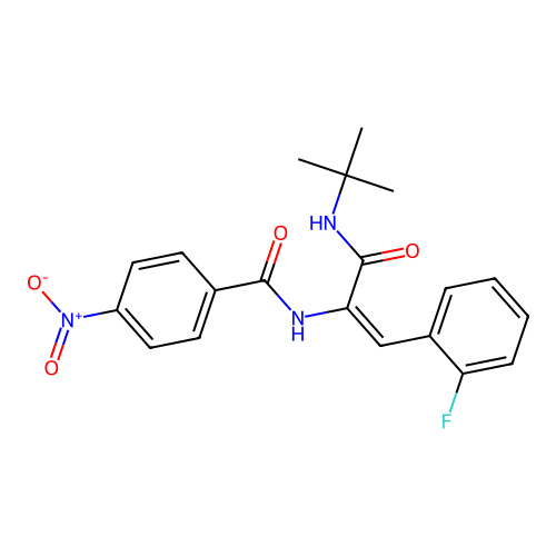 (2E)-N-tert-butyl-3-(2-fluorophenyl)-2-[(4-nitrophenyl)formamido]prop-2-enamide structure