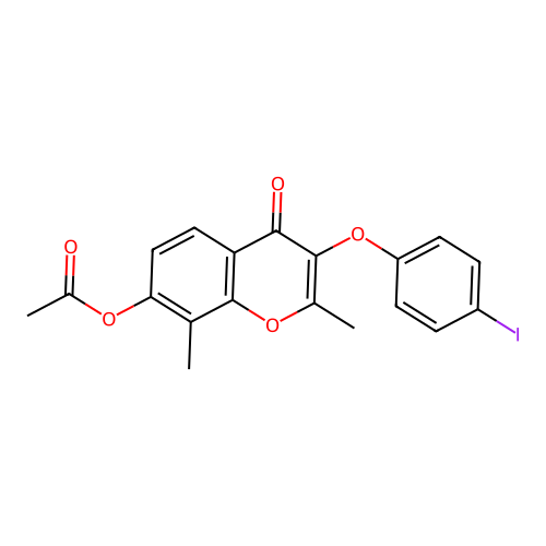 3-(4-iodophenoxy)-2,8-dimethyl-4-oxo-4H-chromen-7-yl acetate structure