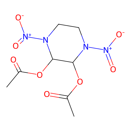 1,4-Dinitropiperazine-2,3-diyl diacetate structure