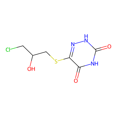 6-[(3-chloro-2-hydroxypropyl)sulfanyl]-1,2,4-triazine-3,5(2H,4H)-dione structure