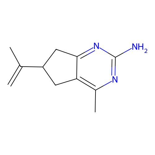 6-isopropenyl-4-methyl-6,7-dihydro-5H-cyclopenta[d]pyrimidin-2-amine structure
