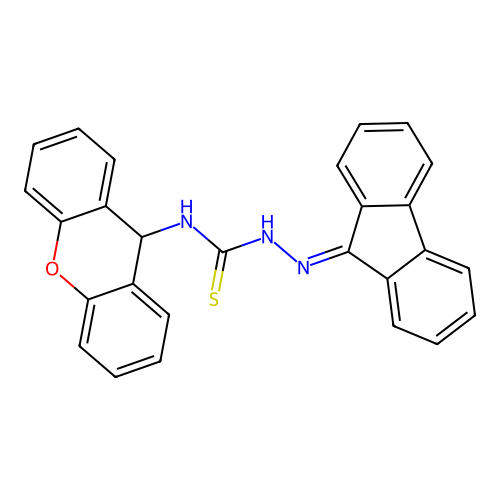 2-(9H-fluoren-9-ylidene)-N-(9H-xanthen-9-yl)hydrazinecarbothioamide structure