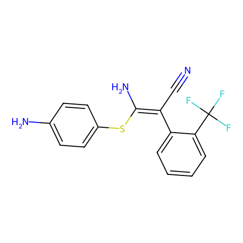 (E)-3-Amino-3-((4-aminophenyl)thio)-2-(2-(trifluoromethyl)phenyl)acrylonitrile structure