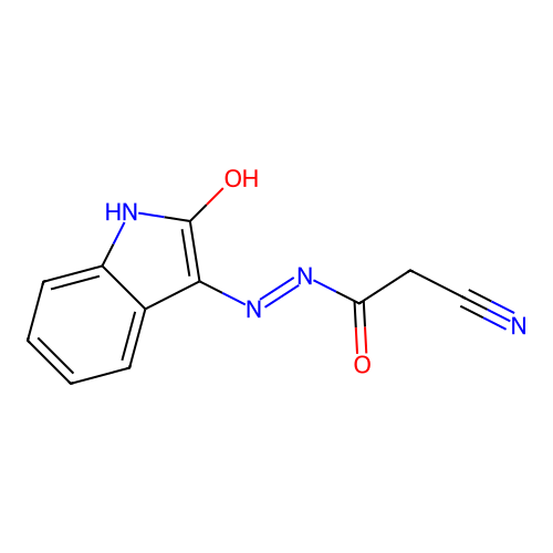 2-cyano-N'-[(3E)-2-oxo-1,2-dihydro-3H-indol-3-ylidene]acetohydrazide structure