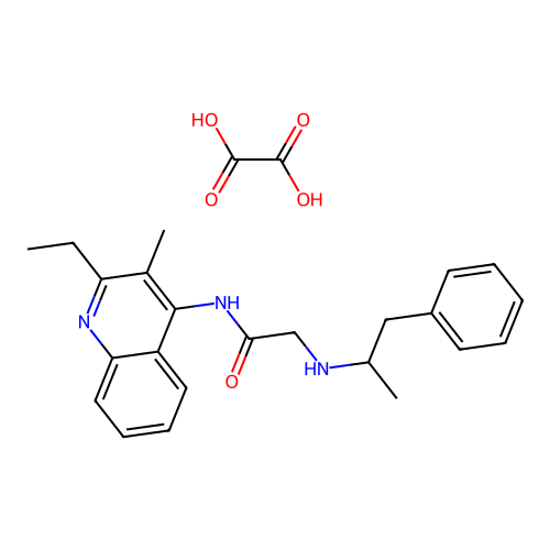 N-(2-ethyl-3-methylquinolin-4-yl)-2-((1-phenylpropan-2-yl)amino)acetamide oxalate structure