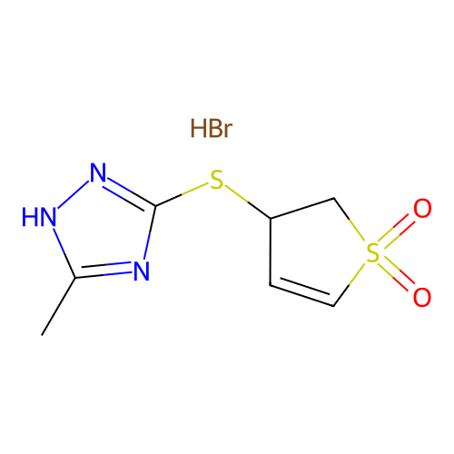 3-((3-methyl-1H-1,2,4-triazol-5-yl)thio)-2,3-dihydrothiophene 1,1-dioxide hydrobromide structure